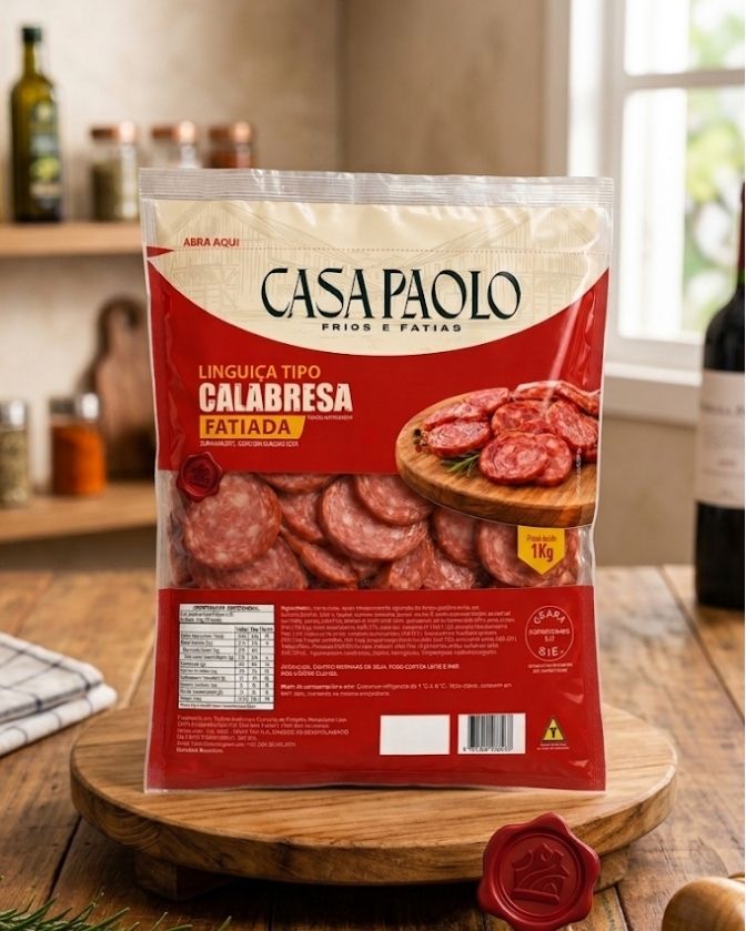 Linguiça tipo calabresa fatiada Casa Paolo