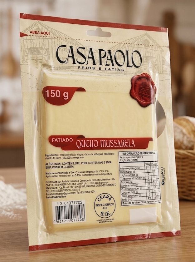 Queijo Mussarela fatiado Casa Paolo